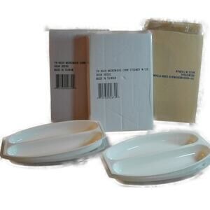 Cuisine Magic Microwave Corn Steamer w/Lid YH-8029 NIB Cooks 2 Ears of Corn